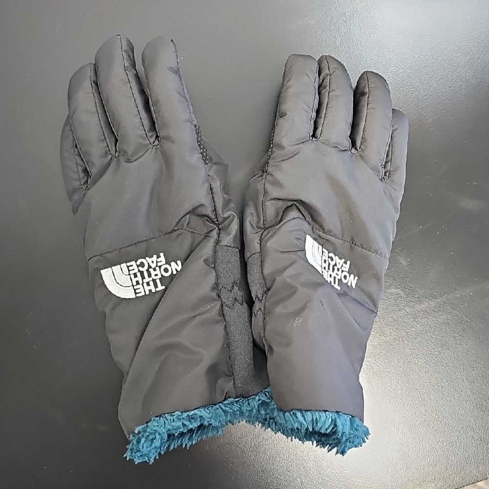 The North Face Black Gloves with Blue Trim